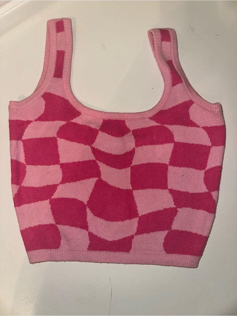 Bailey Rose Pink Checker Knit Tank Top